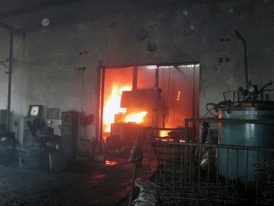 溫嶺一熱處理廠鍋爐漏油起火, 消防半小時緊急救援